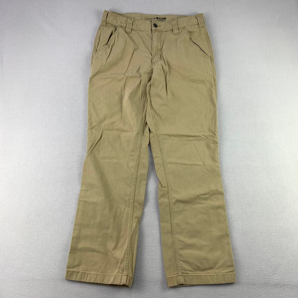 Carhartt Rugged Flex Canvas Work Pant Mens 32x32 Tan Relaxed Fit Workwear